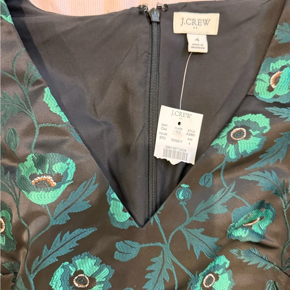 J. Crew Black and Teal Floral Midi Dress